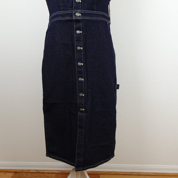 Lee Jeans Women's Overall Dress Blue Size L Denim Jumper Midi Preppy Schoolgirl - Picture 3 of 12